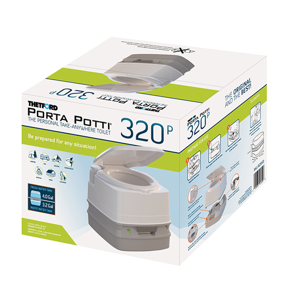 Thetford 260P Marine Porta Potti Portable Toilet - Manual Flush, Comfort Height, White